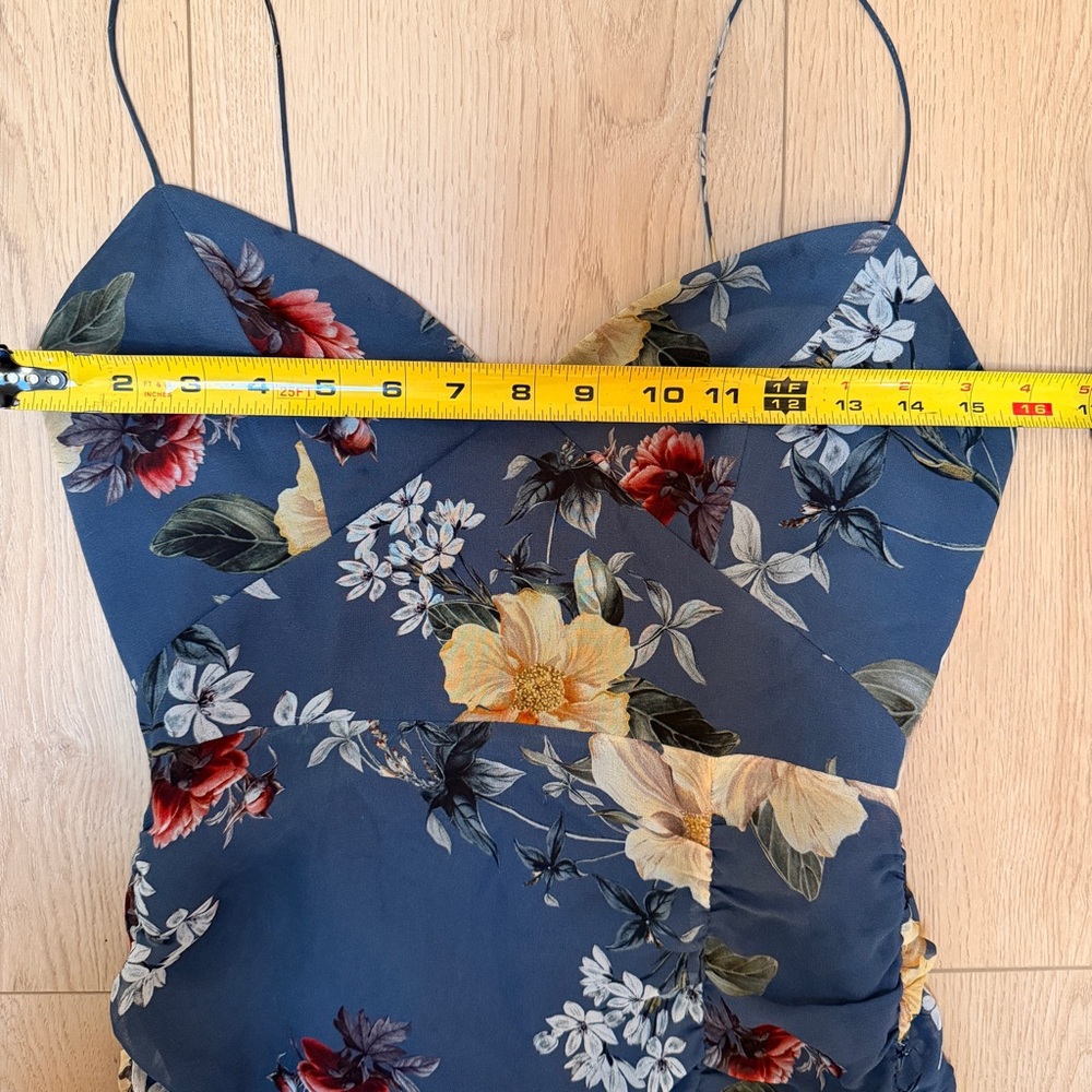 NICHOLAS Floral Print tiered ruffle maxi Dress in slate blue size 4 - Picture 8 of 11